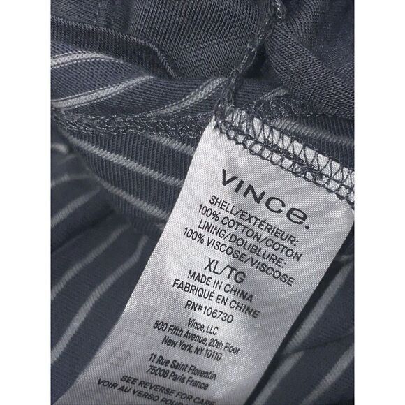 Vince Classic Stripe Side Tie Dress X-LARGE XL Short Sleeve Gray White MSRP $225 - Picture 3 of 5